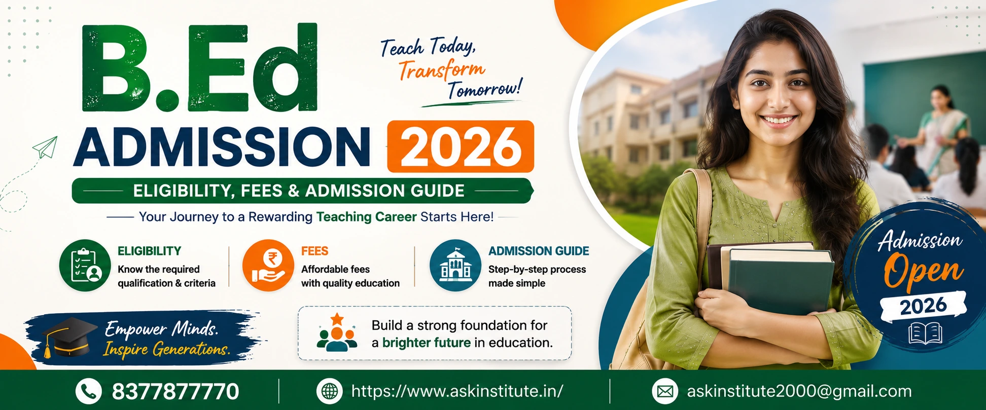 Admission in B Ed 2026: Eligibility, Fees &amp; Admission Guide